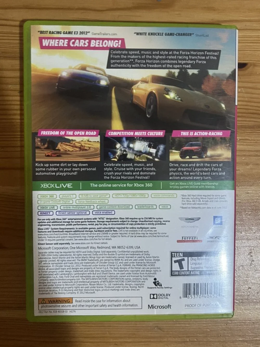 Forza Horizon (Kinect Compatible) Microsoft Xbox 360 Used Good Condition $40